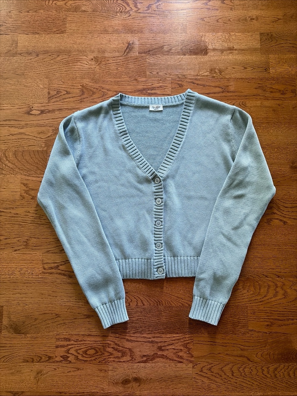 Brandy Melville J. Galt Cardigan Sweater Sage Green Women Knit Soft Cotton V